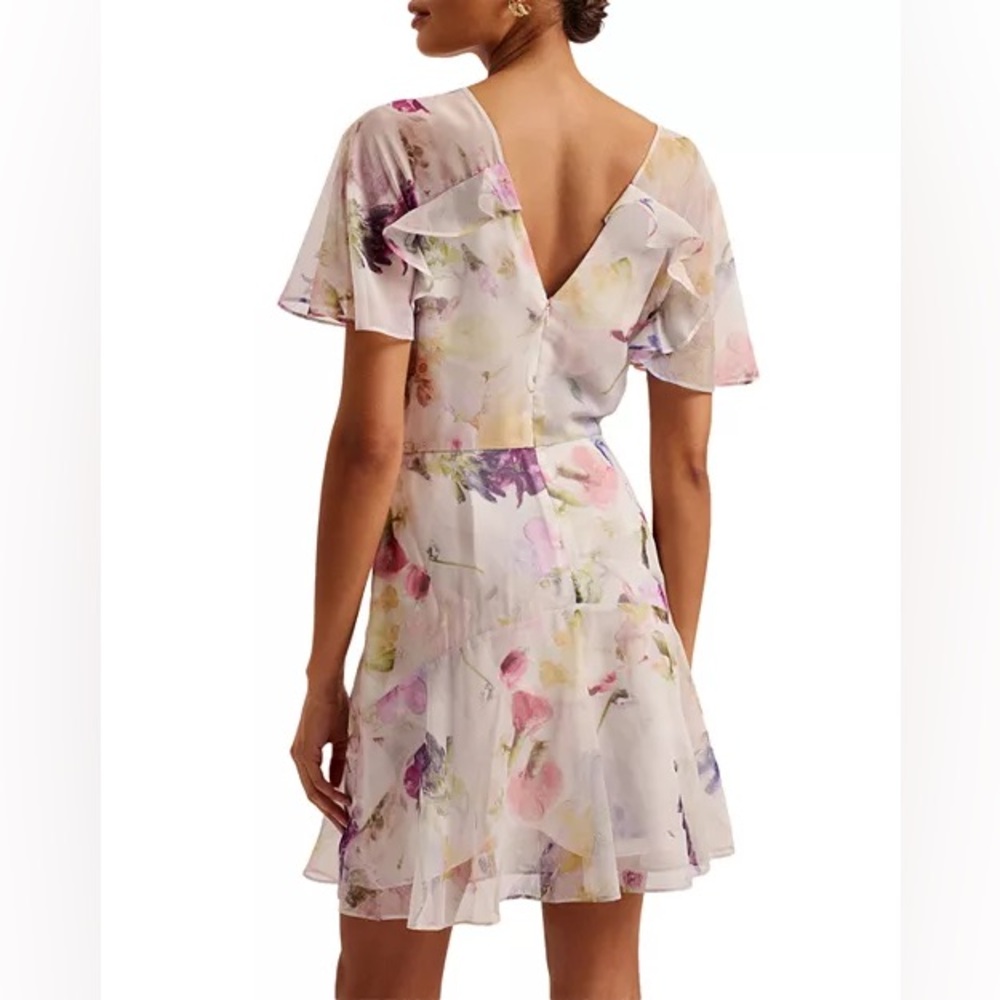 NWT Ted Baker Women's Ivory Angel Sleeve Fit-Flare Mini Dress US size 4 - Picture 2 of 15